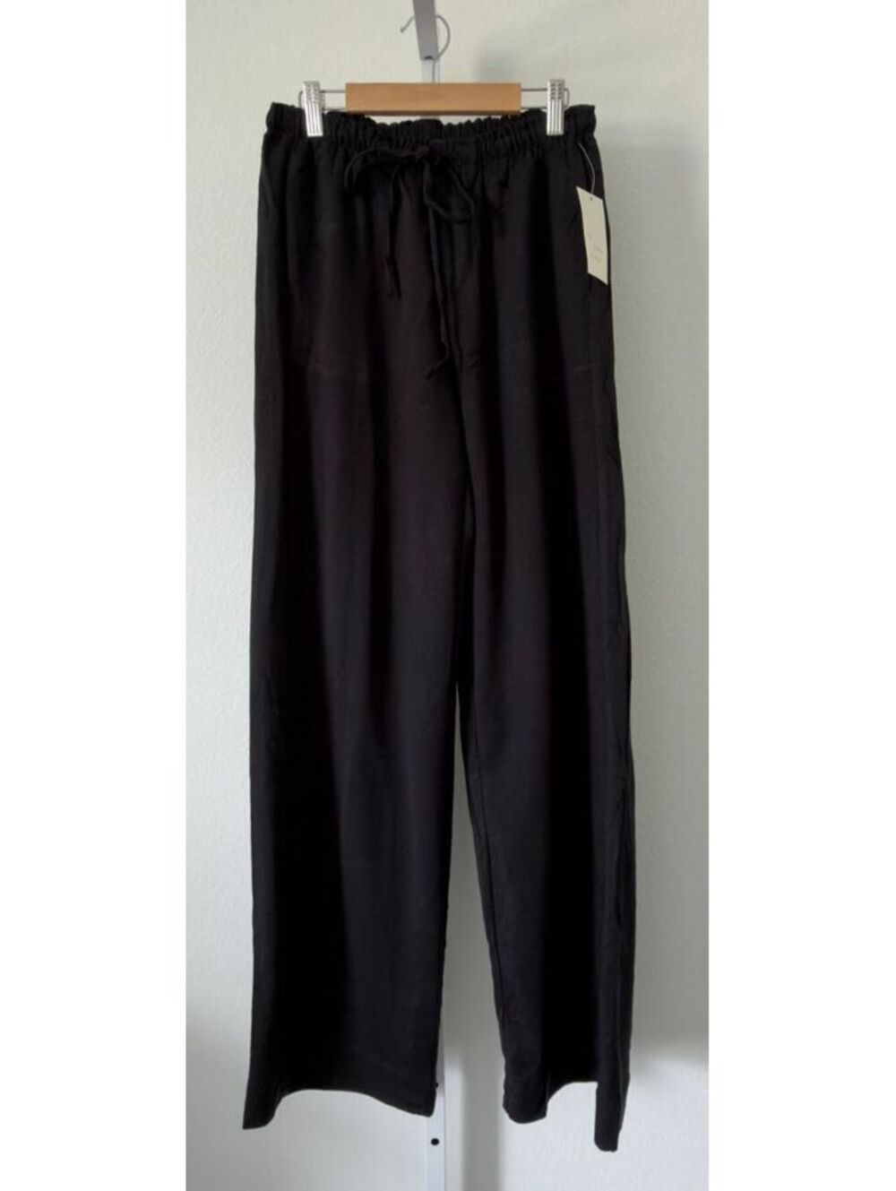 A New Day Black Drawstring Wide Leg Pants Women Size XS Long